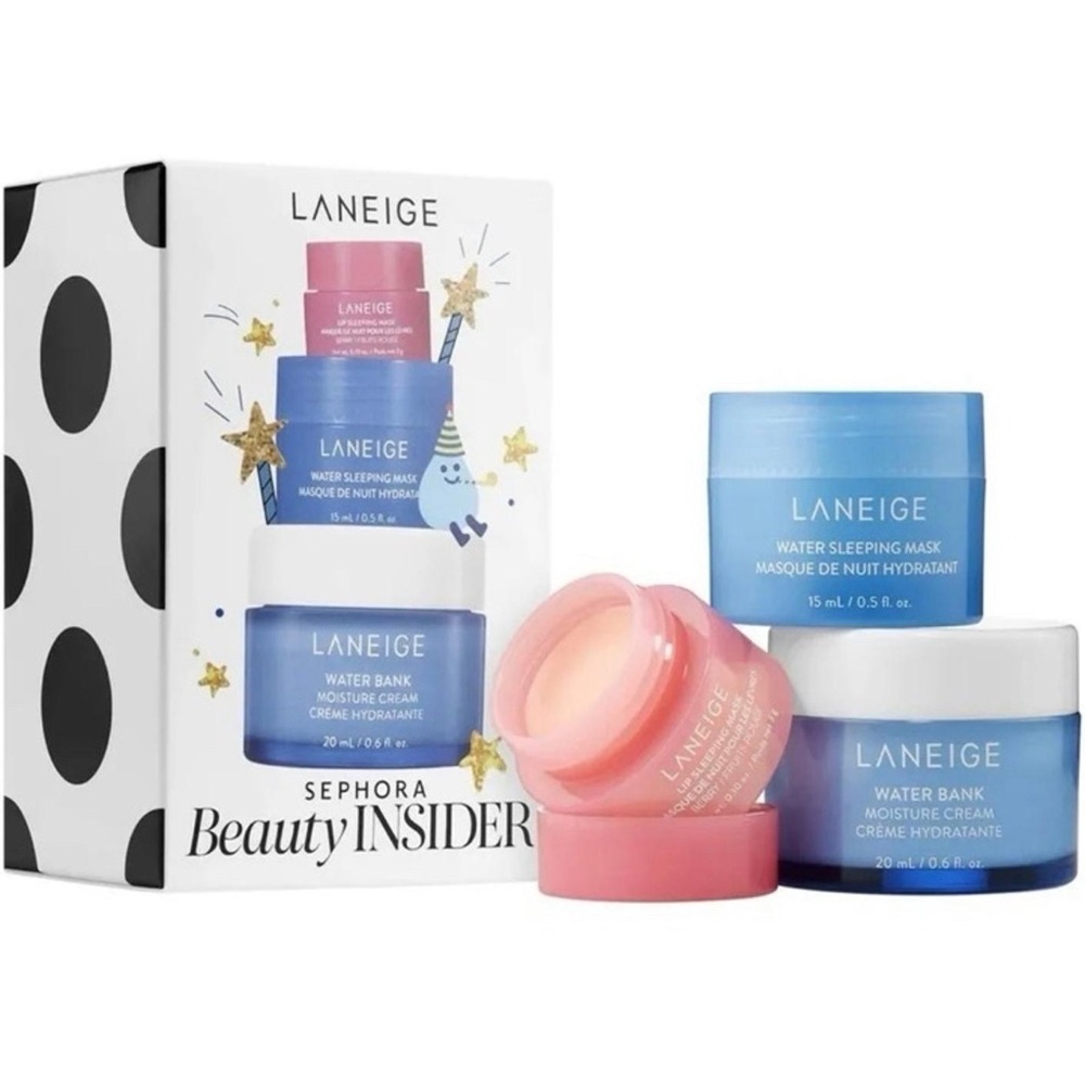 Laneige Mini Skincare Set Water Sleeping Mask Lip Sleeping Mask Water Bank